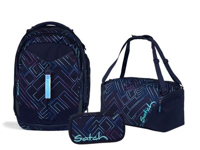 Satch Schulrucksack-Set MATCH Purple Laser 3-teilig, Kollektion 2025