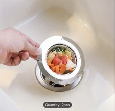 2PCS Sink Drain Strainer Stainless Steel Hair Catcher Kitchen Stopper Filter  