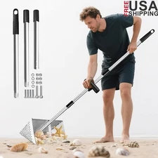 Detachable Sand Flea Rake Beach Sifter Stainless Steel Scoop 47in Handle New