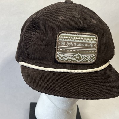 Subaru Snowbird Ski Resort Brown Corduroy Rope Snapback Hat POWDR Winter Cap
