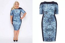 Gemma Collins Salerno Dress. Blue panelled Size 18 new office dress with tags