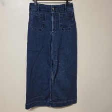 Maeve Anthropologie COLETTE High Rise Wide Leg Cropped Jeans Size 30 Medium Wash