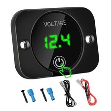 Voltmeter 12V 24V, Digital Display Voltage Gauge 12V, Waterproof Volt Green