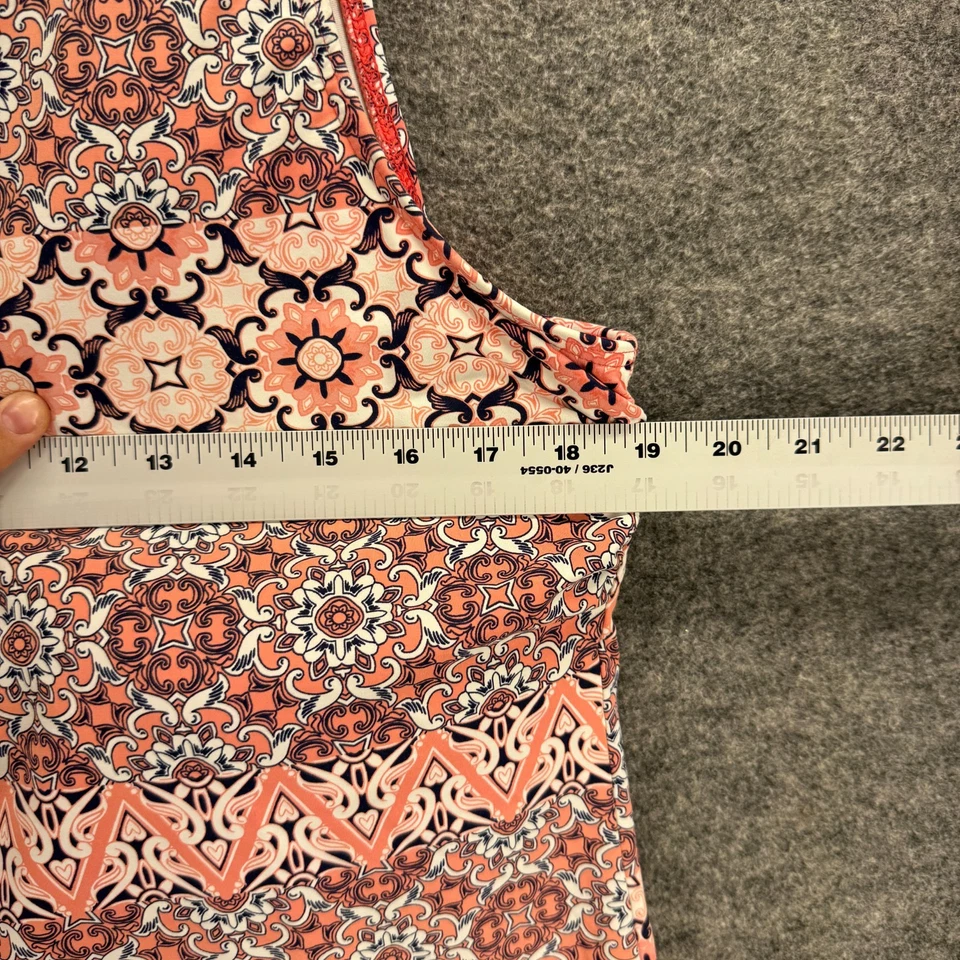 Camiseta Tankini Lands' End Mujer 16DD Rosa Geométrica Push Up Sin Mangas Correa Ancha Foto 3 de 4