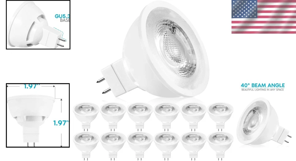 Reliable Dimmable LED MR16 Bulbs, 5000K Bright White, 12 Pack for Track Lighting - Image 2 of 4