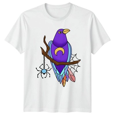 Mystical Bird Crescent Moon Graphic Tee Fantasy Unisex T-Shirt Herren Damen