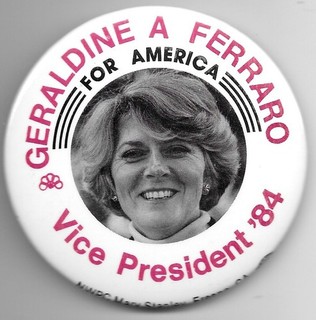 Geraldine Ferraro for Vice President 1984 Political Campaign Pin