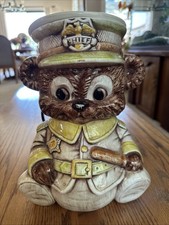 Vintage Treasure Craft Chief Teddy Bear Cookie Jar w/ Lid Made In USA Nostalgic
