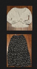 Floral Maxi Skirt and White Lace Neck Long Sleeve Fall Boho Bundle Sz. XS EUC