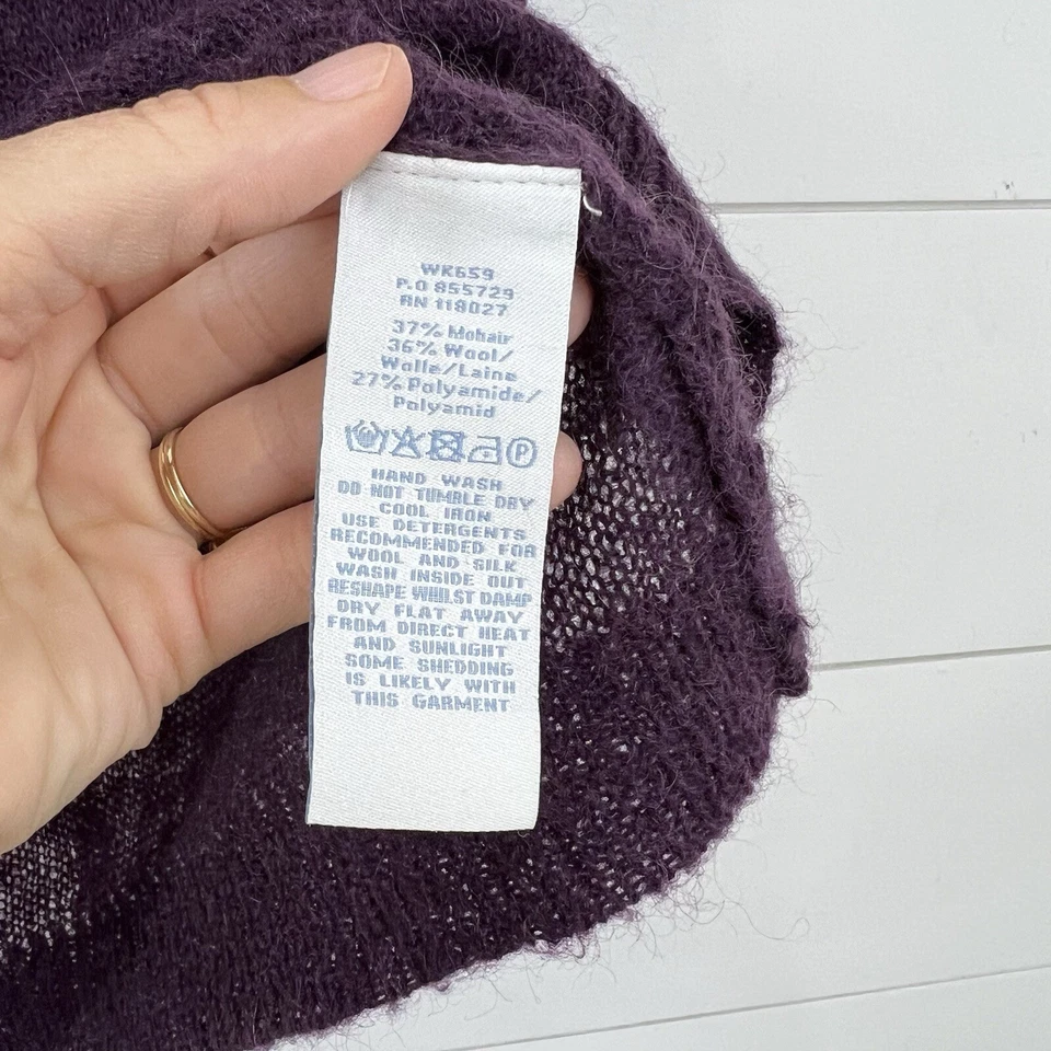 Cárdigan Suéter Boden Talla 10 Lana Mohair Ligero Púrpura Foto 4 de 4