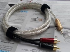 1x 6N Copper Silver plated 3.5mm to 2 RCA Aux Audio Cable Mini