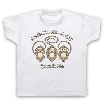 SEE NO EVIL HEAR NO EVIL SPEAK NO EVIL 3 WEISE AFFEN KINDER KINDER T-SHIRT