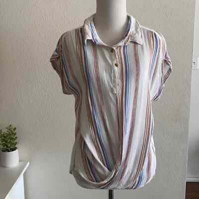 Thread & Supply Multicolor Stripe Twist Front Blouse | Carnival | Large