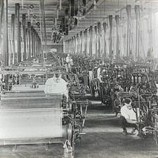 Linterna mágica Keystone de colección diapositiva de vidrio foto sala de tejido Patterson NJ Silk Mill