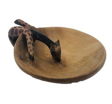 Lovely Vintage African wood carving of giraffe Drinking Bowl
