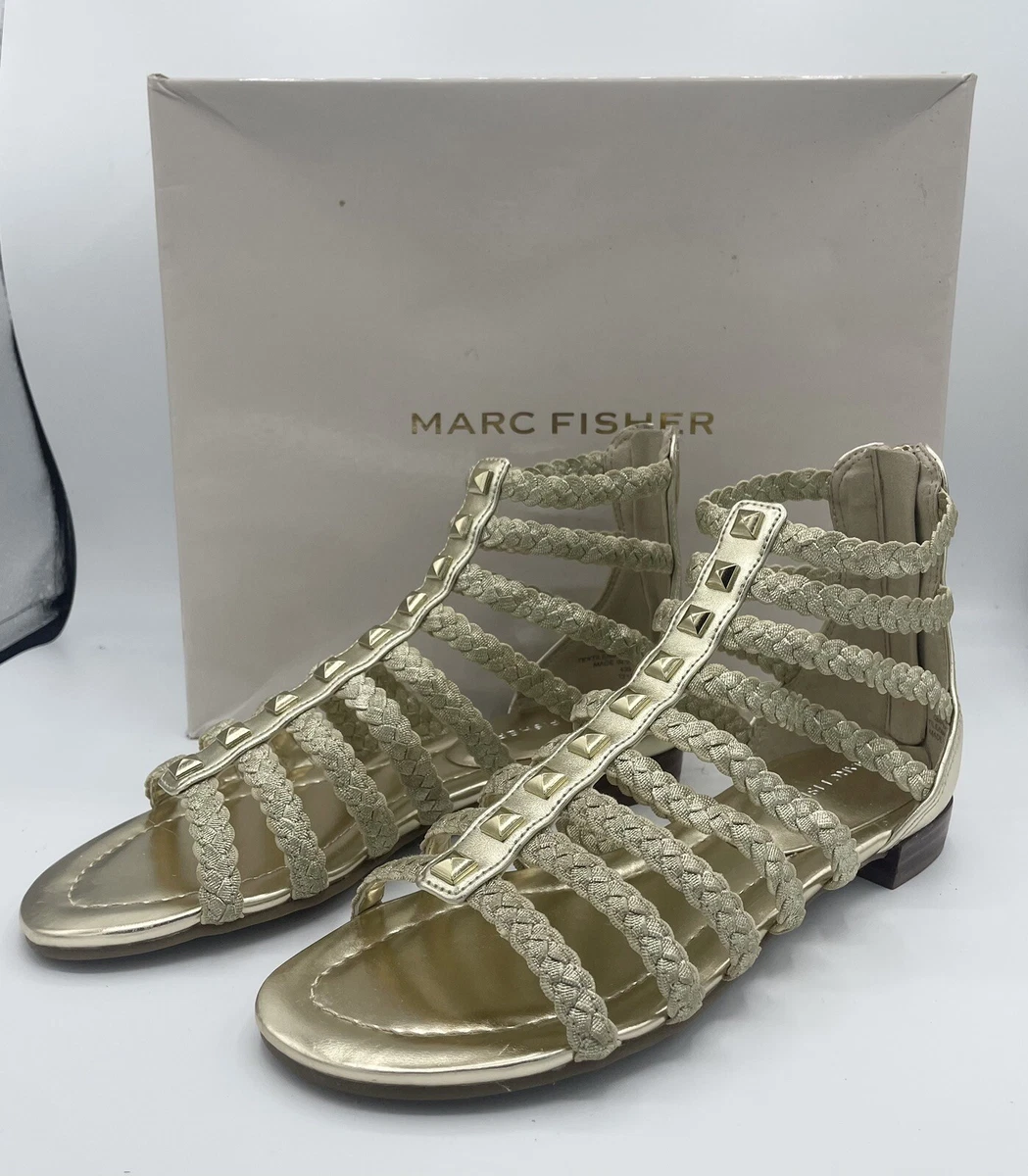 Marc Fisher Braid Detailed Gladiator Sandals Pepita Gold 6M