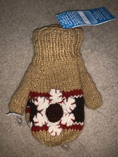 LAUNDROMAT Khaki Yarn Stitchery FLORAL FLOWER Gypsy FUN Mittens Glove NEW    tw4j