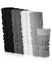 3 Pairs Winter Fleece Lined Leg Warmer for Women Skating Leg Warmer Long Boot...