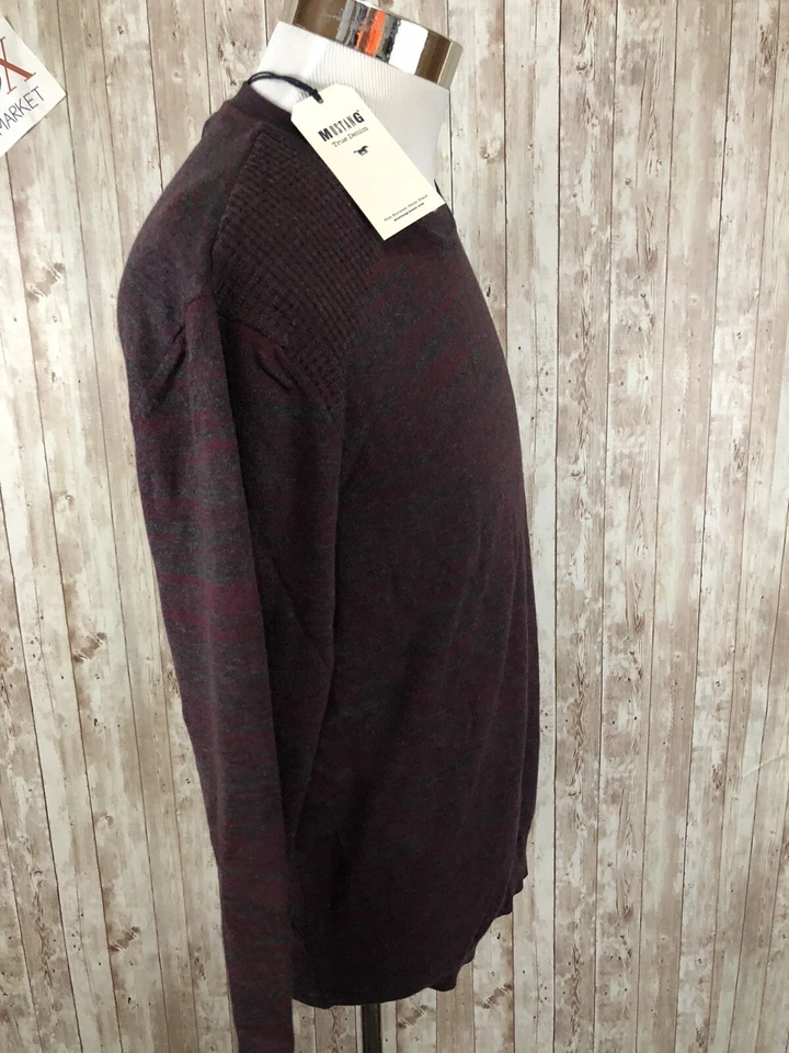 Mustang Sweater Mens XL Slim Pullover Shirt Knit Gray Red Lightweight N72 - Image 3 of 4
