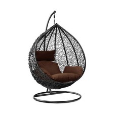 Rattan Swing Egg Chair Garden Hanging Indoor Outdoor Patio Hammock with Cushion