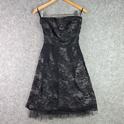Vila Dress Womens Medium Black Vega Lace Strapless Formal Party NEW NWT 6458