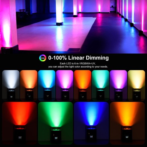 2 Piezas 108W RGBWA Par Luz de Escenario LED DMX DJ Disco Fiesta Iluminación Haz Luces de Lavado - Imagen 11 de 12