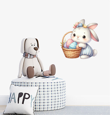 Wandbild Osterhase Hase Ei Blume bunt Vinyl Aufkleber Abziehbilder a7099