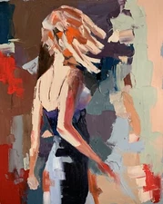 Woman figure. ORIGINAL IMPASTO, PALETTE KNIFE OIL PAINTING.