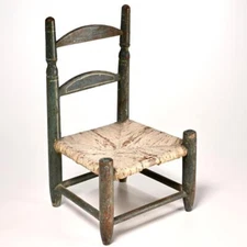 American Primitive Folk Art Miniature Blue Painted Chair Pennsylvania Dutch?