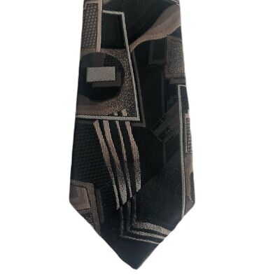 Vintage Towncraft Black Khaki Neutrals Necktie Tie