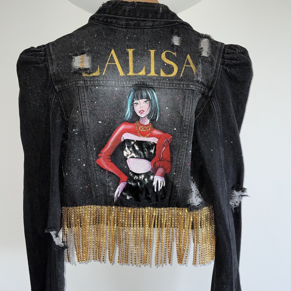 girls customised denim jacket jean jacket one off BLACK PINK k Pop