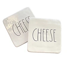 Rae Dunn White Ceramic Square Cheese Plates