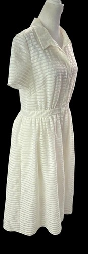 ERIN FETHERSTON Damen Hemdkleid mit Knopfleiste Größe 8 weiß Kragen Freizeit - Bild 15 von 16