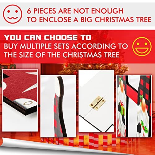 6 Pieces Christmas Tree Fences Party Decoration Wooden Christmas Gnome Style - Picture 8 of 8