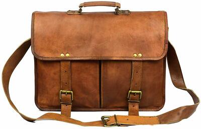 Herren 16 '' Unique Leder Schultertasche Laptop-Tasche Aktentasche Attache Tasche