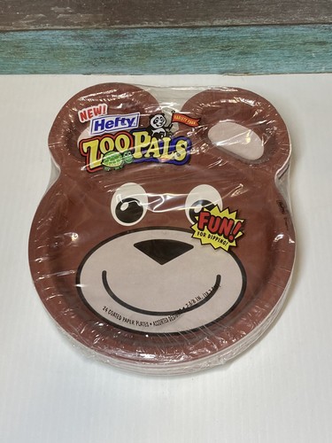 Sealed Original Hefty Zoo Pals Assorted Designs Paper Plates 24 Pack NOS 2001