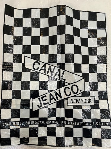 Vintage 1990 Canal Jean Co New York Black White Checker Plastic Shopping Bag - Picture 3 of 8