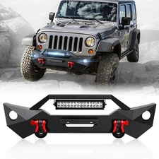 Front Bumper W/ Winch Plate For 2007-2018 Jeep Wrangler JK JKU Unlimited 2/4 DRs