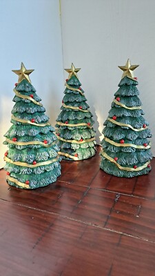 Vintage Christmas Tree World BAZAARS Holiday Collection Resin 10'' SET OF 3