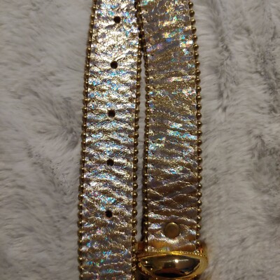 Belts by Simon silver metallic leather large belt with gold 