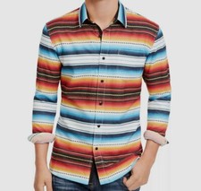  90 American Rag Men's Red White Stripe Long-Sleeve Button Flannel Shirt Size M