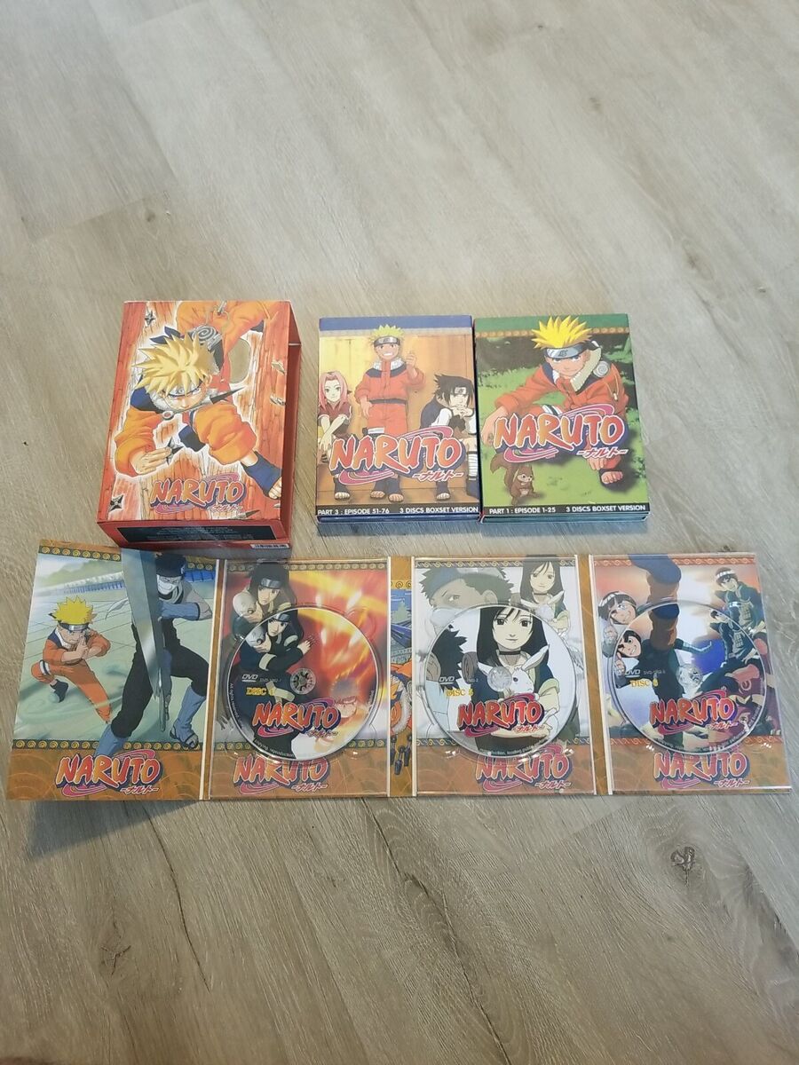 Naruto Shippuden Anime JAPANESE Version Parts 1,2,3 (Episodes 1-76) DVD  Boxsets