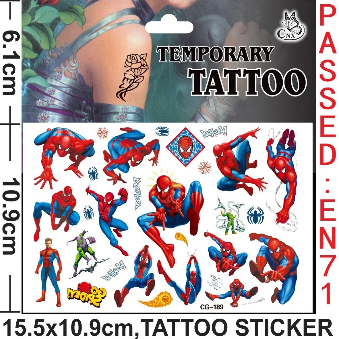 Spiderman Temporary Tattoos for Kids – Party Bag Fillers| Stocking Stuffer Gift