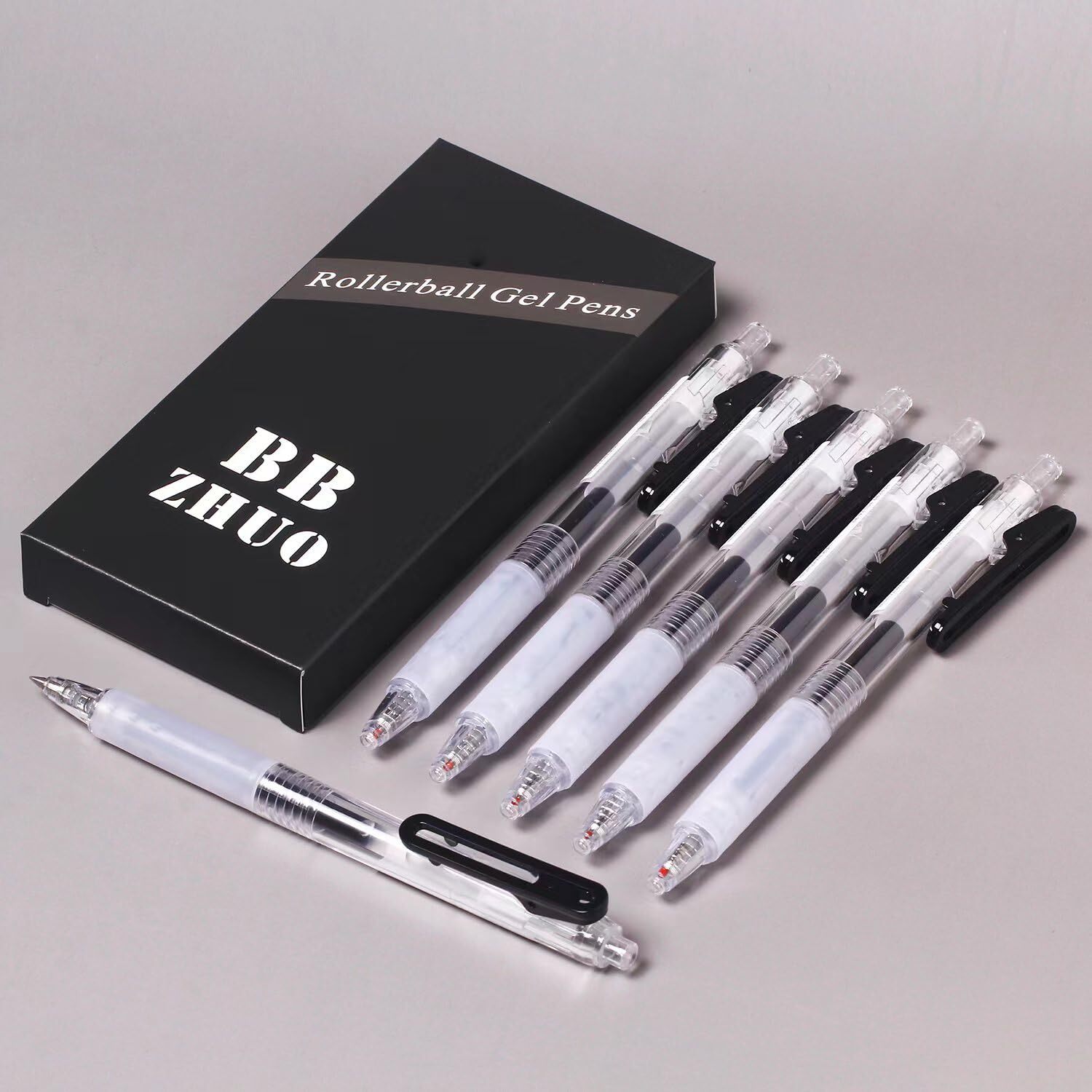 Pens 0.7 Medium Point Smooth Writing Fine Gel Roller Black Ink Refill Retract...-image