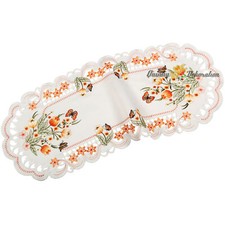 Orange Tulpen Schmetterlinge Stickerei Tischläufer Tischdecke Kissenbezug Weiß