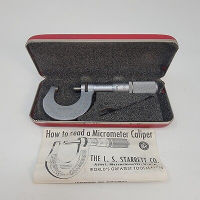 Starrett No. 230 Outside Micrometer 0-1'' Range .0001'' Graduations w/ Case