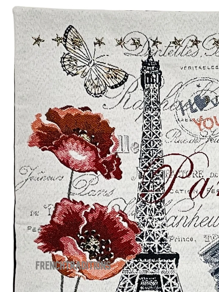 Funda de Almohada Francesa Hecha a Mano, Amapolas y Moda París 16 X 16 Hecha en Francia Foto 4 de 4