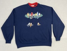 Vtg Morning Sun Womens Sweatshirt Sz XL Bird Print Cardinal Bluejay Granny Core