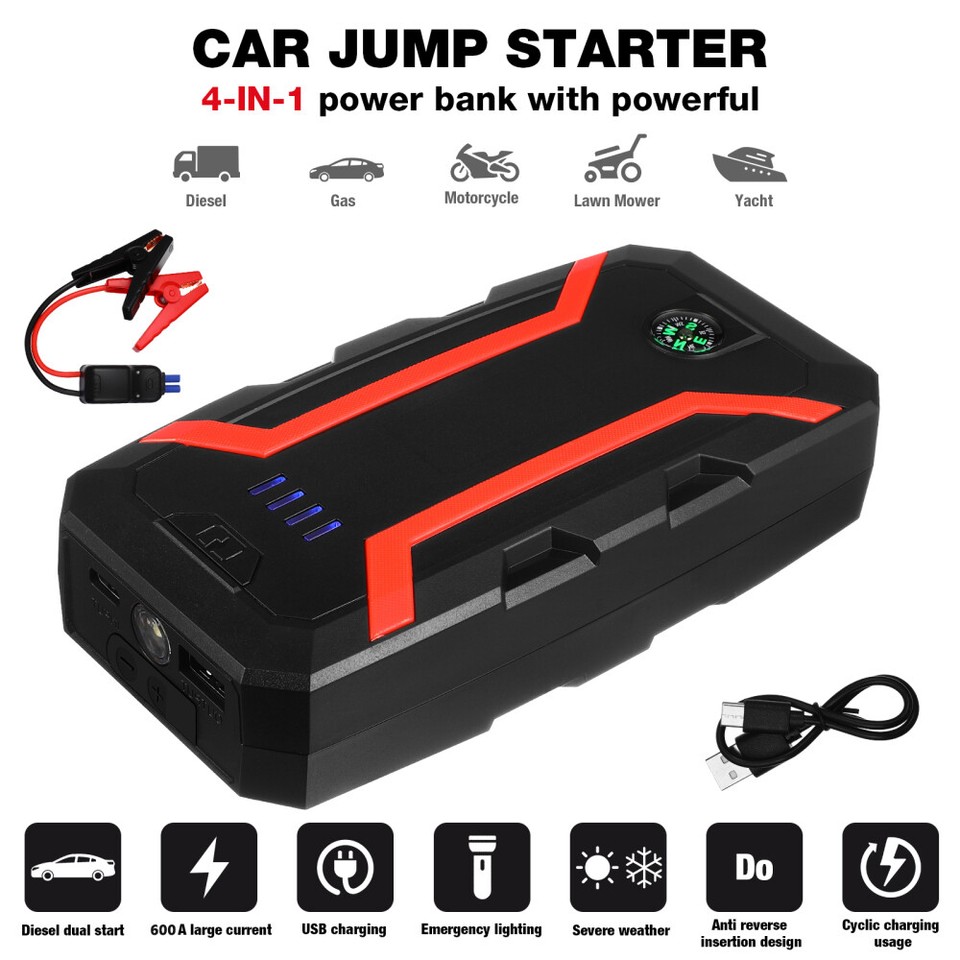 30000mAh Car Jump Starter Emergency Power Bank Pack Booster Battery