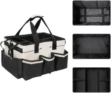 Large Multi-Compartment Tool Bag with Removable Dividers Adjustable Should White